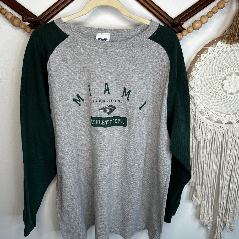 Vintage TNT Miami Hurricanes Long Sleeve Waffle Knit Top